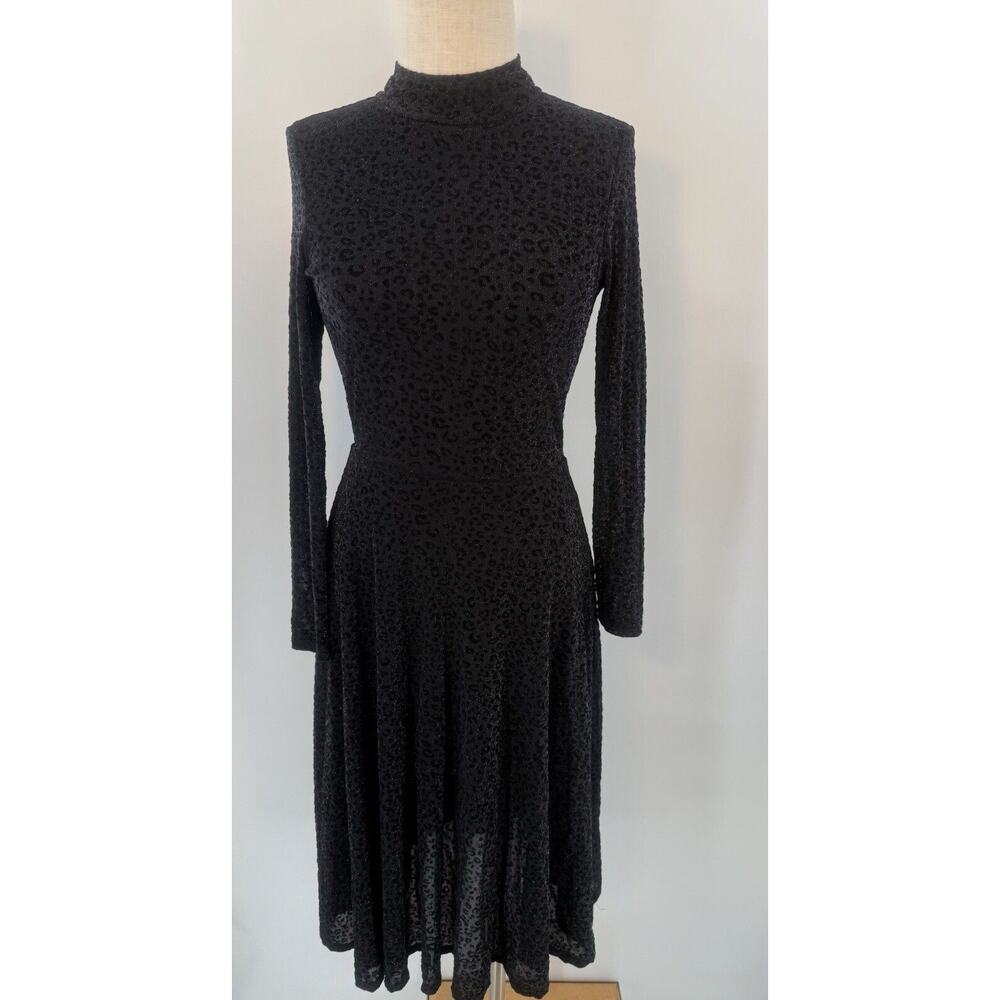 Women’s Euc Black Lace Dress Size Xs Party Dress Winter High Neck - Picture 3 of 3